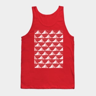 Paper Hats Pattern White Red Tank Top